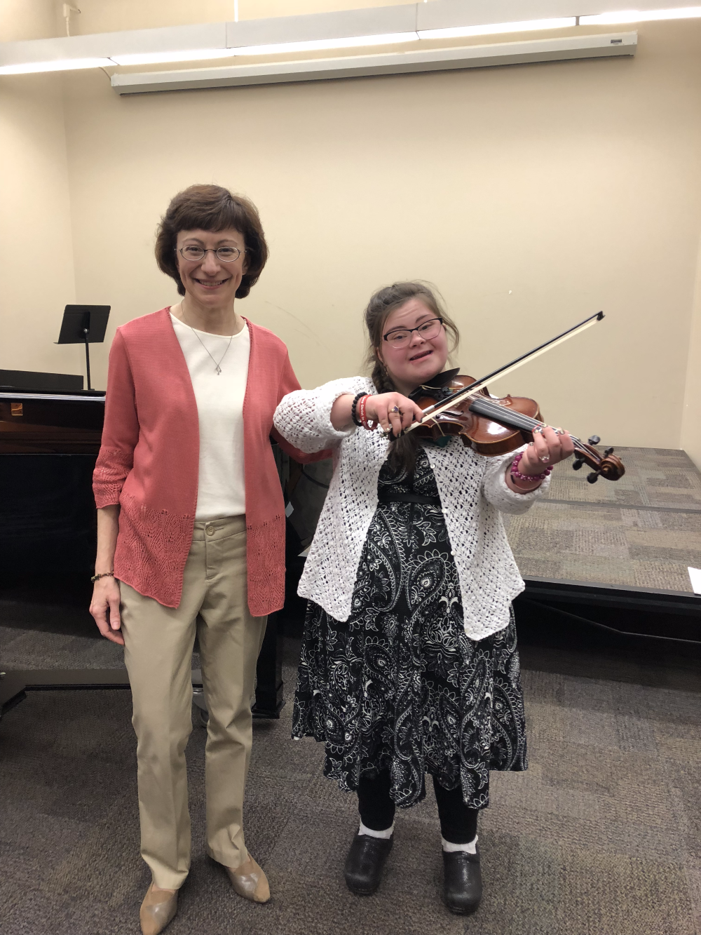 Ann with a student after a recital